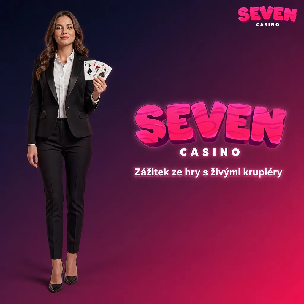 Živý krupiér ve studiu interaktivního live casina Play Seven pro hry Blackjack, Ruleta a Baccarat.